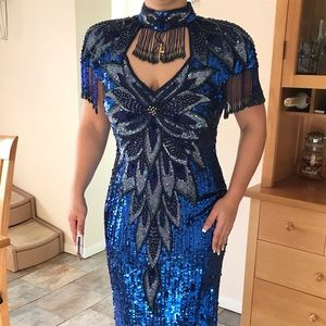 Nite Line full beaded / Sequin choker gown size 14